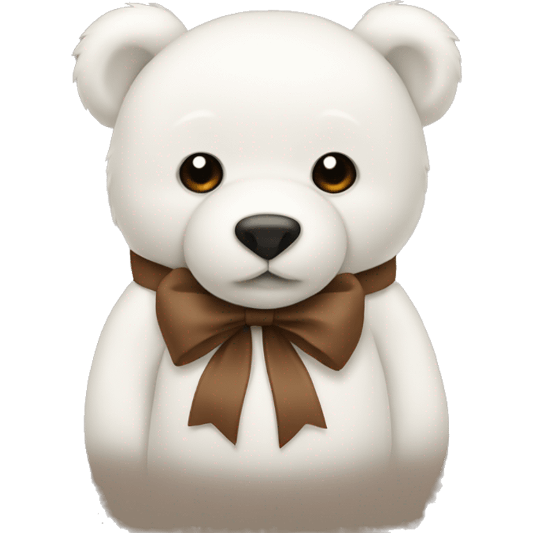 White teddy bear with brown bow  emoji