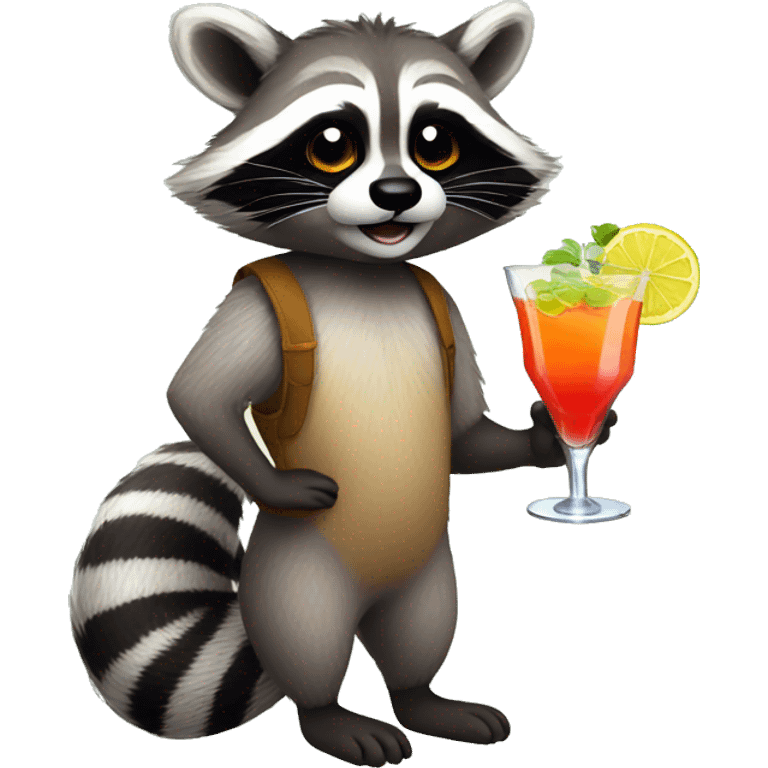 Racoon with cocktail emoji