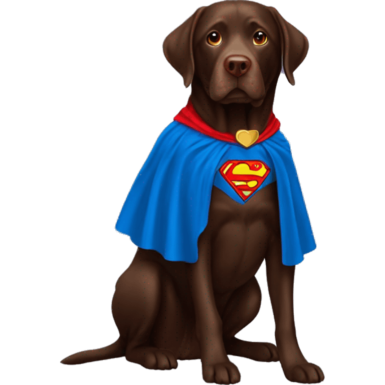 Chocolate lab with Superman cape emoji