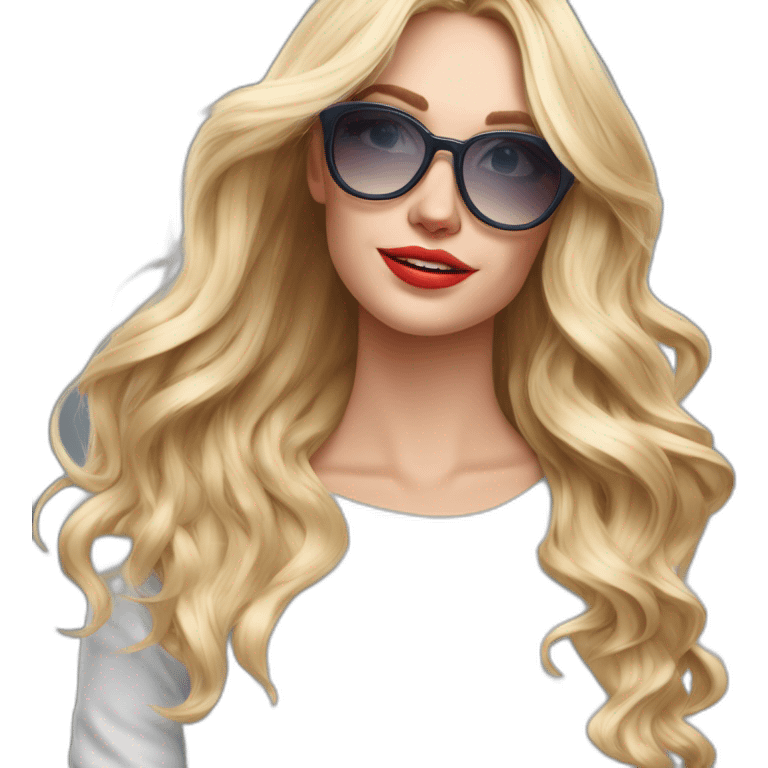 Blonde Frau Schulterlange Balayage mit Strähnchen mit Brille und red bull in der Hand emoji