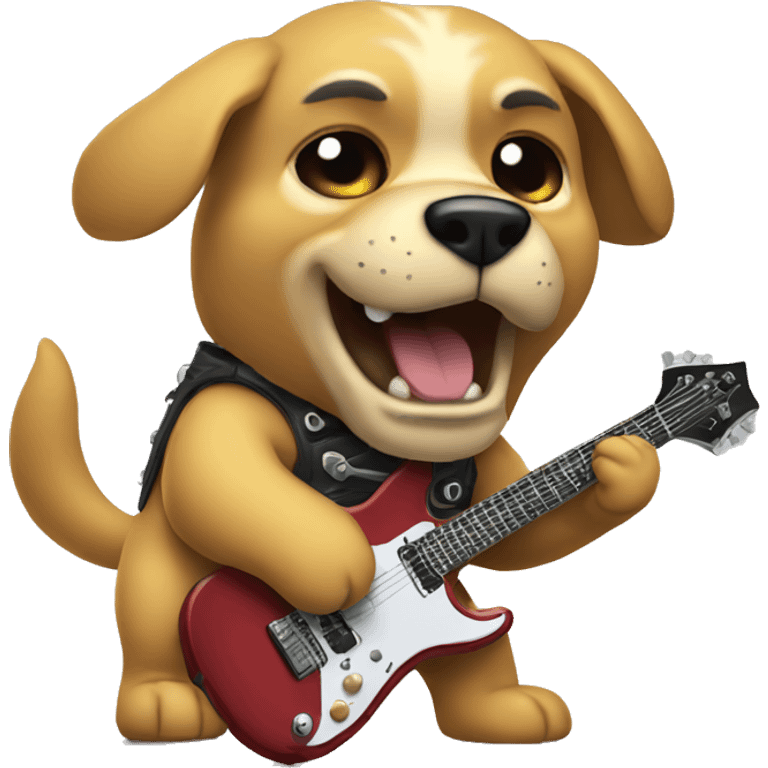 Heavy metal dog playing electric guitar emoji