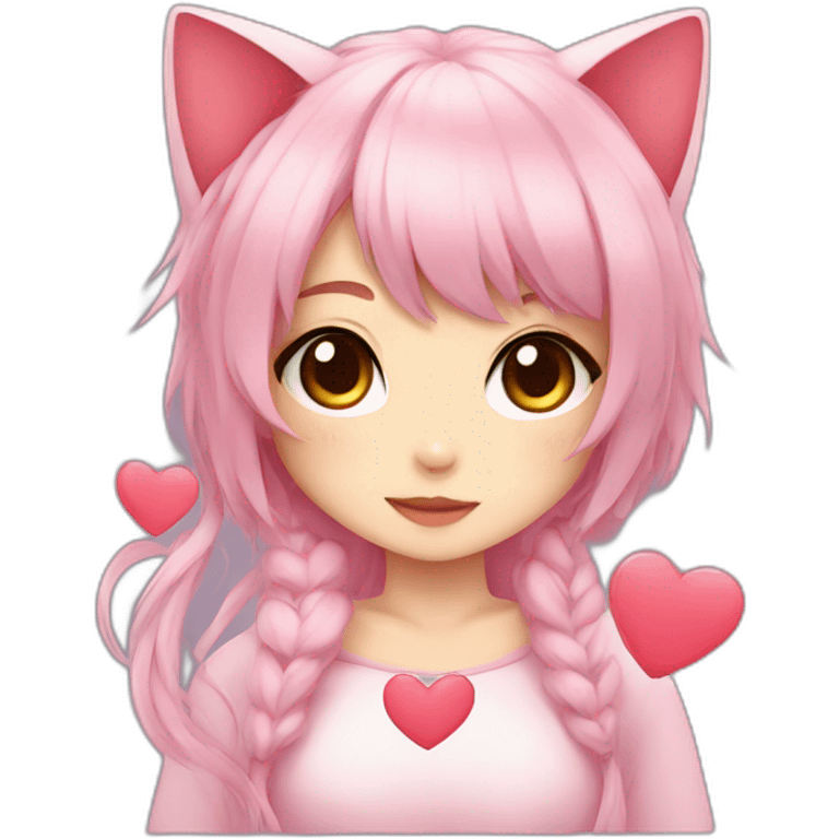 neko girl with heart emoji