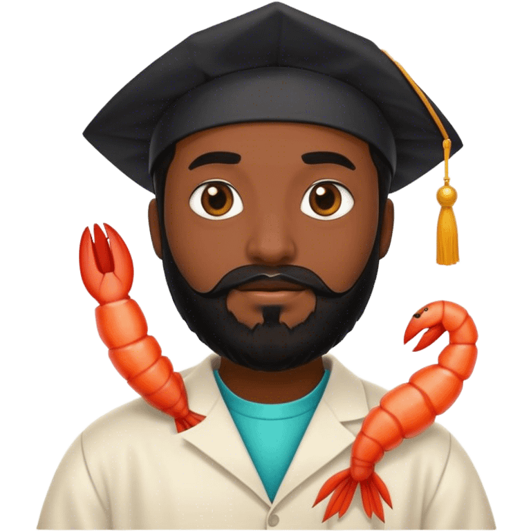 phd graduate with black beard but is the shrimp emoji emoji