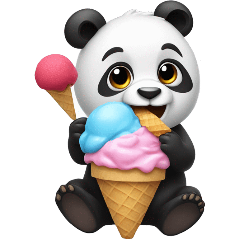 Panda eating ice cream emoji