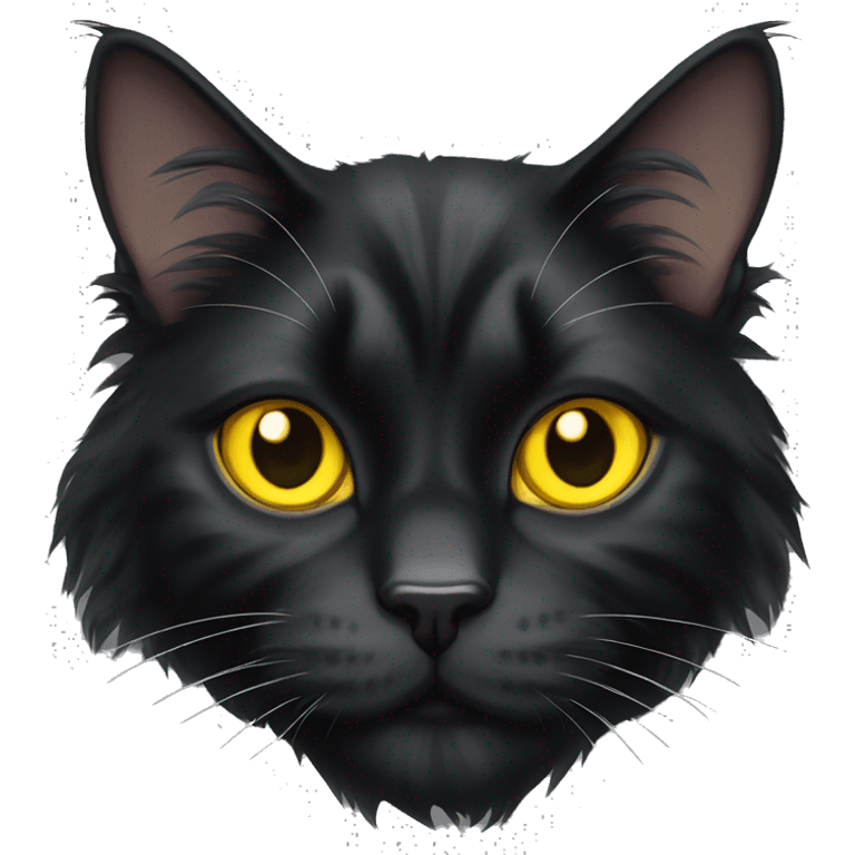 Black Maine coon cat with yellow eyes emoji