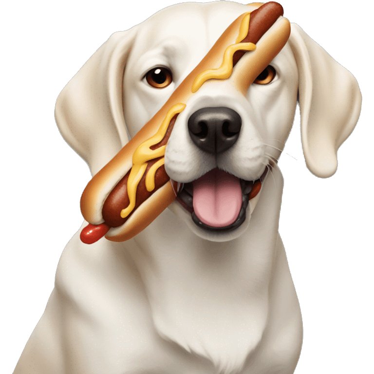 Dog eating hotdog emoji