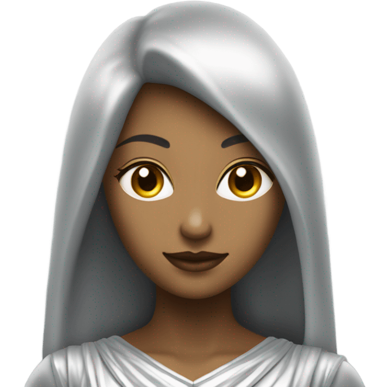 Pleiadian female in silver dress, full figure emoji