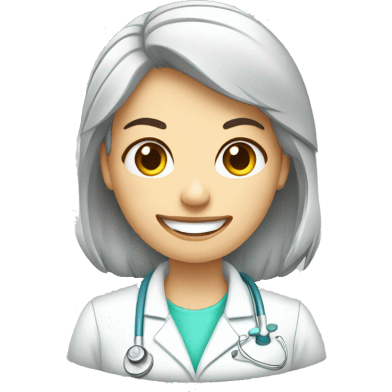 Dentista mujer con dibujo de diente emoji