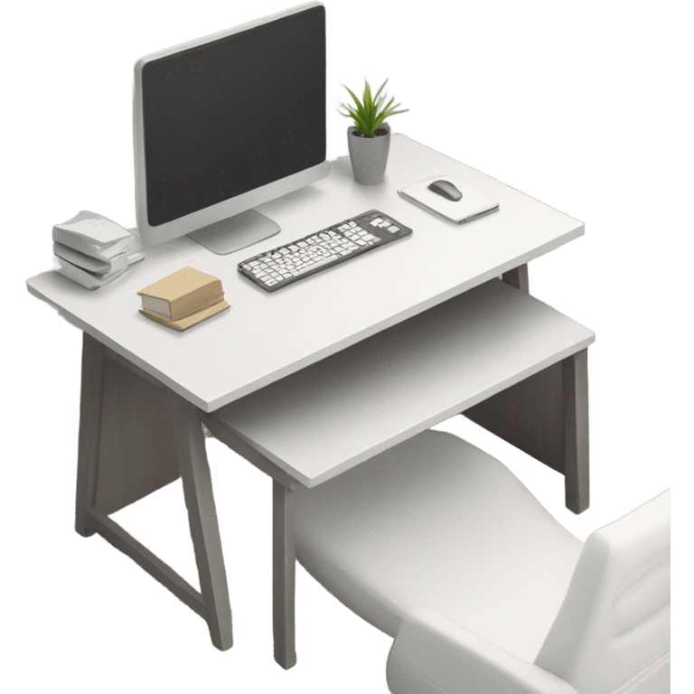 minimalist-clean-desk-with-grey-white-wood-colorway-no chair-rear-view emoji