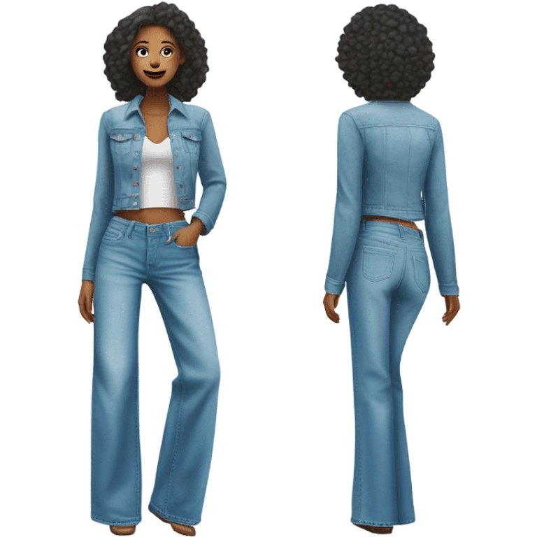 Realistic Wide Long leg high waisted light blue jeans, isolated emoji