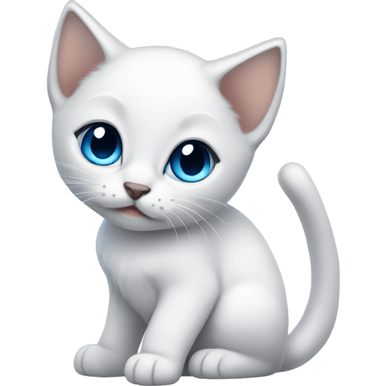 white kitten with blue/grey eyes and sharp ears emoji