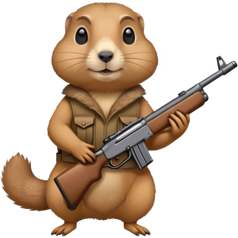 small prairie dog holding a rifle emoji