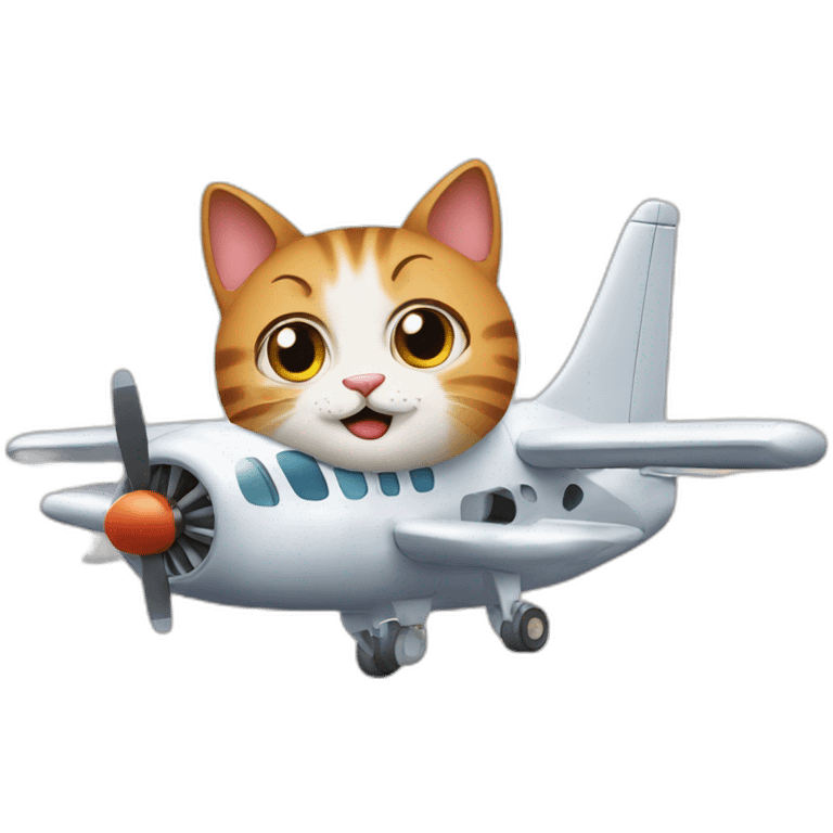 Funny cat in airplane emoji