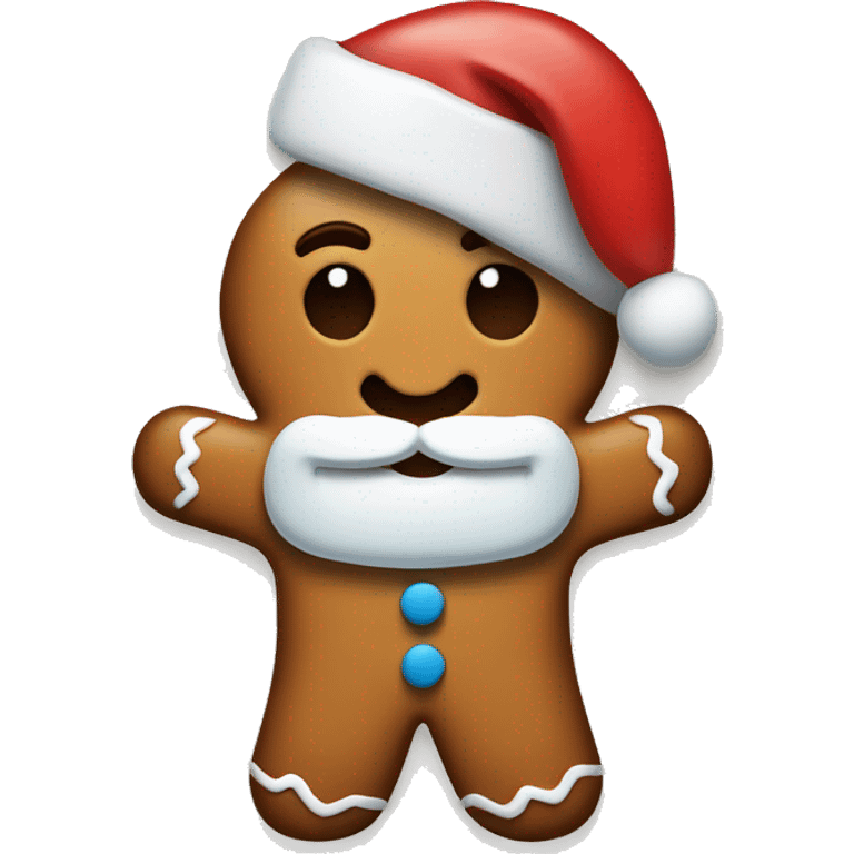 Gingerbread man with Santa hat emoji