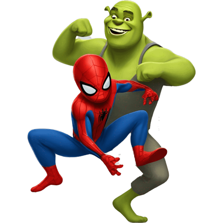 Spider-Man dancing with shrek emoji