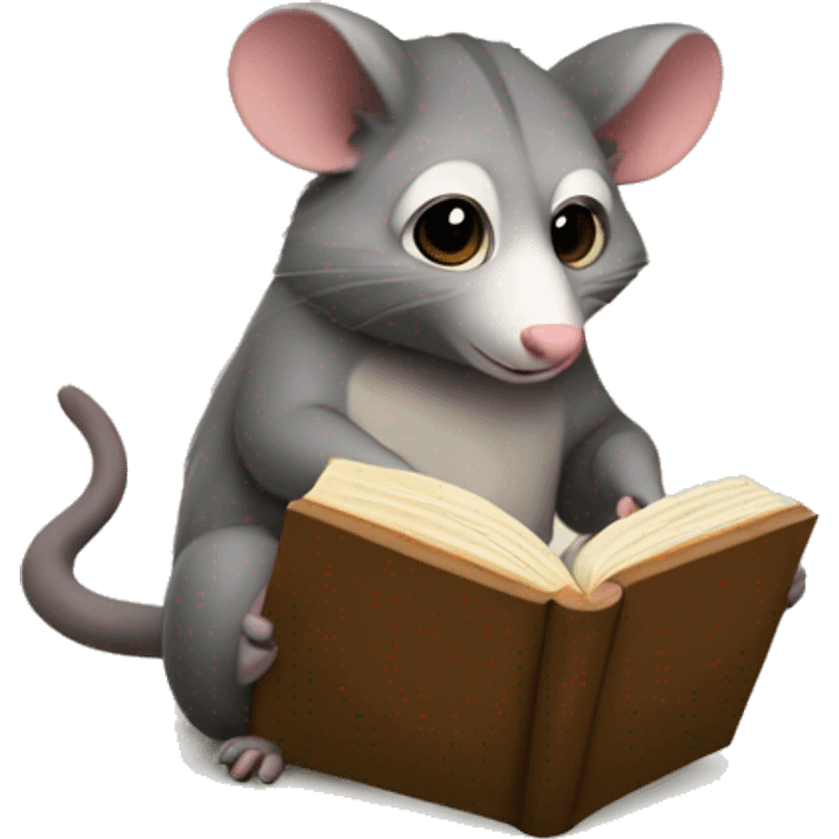 Possum reading a book emoji