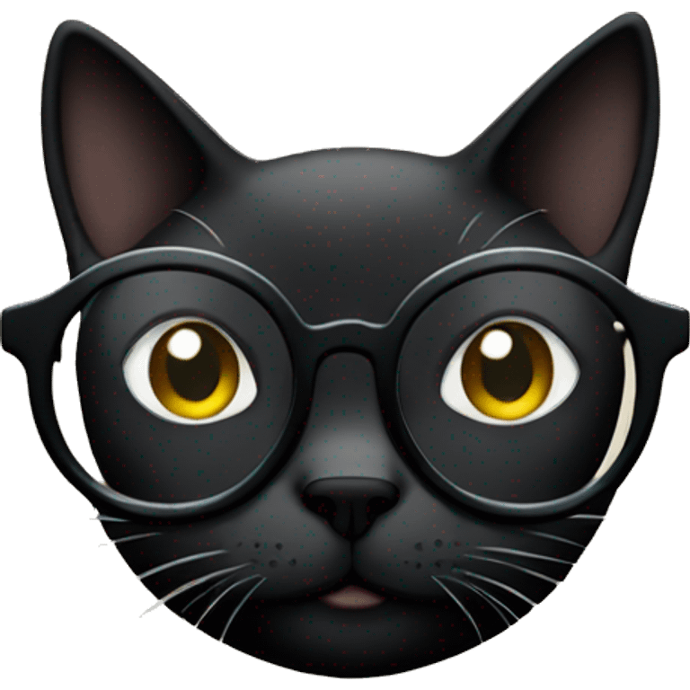 black cat with round glasses emoji