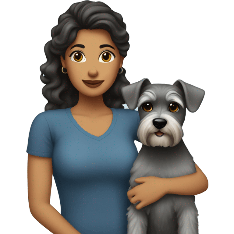 Latina mom daughter and schnauzer emoji