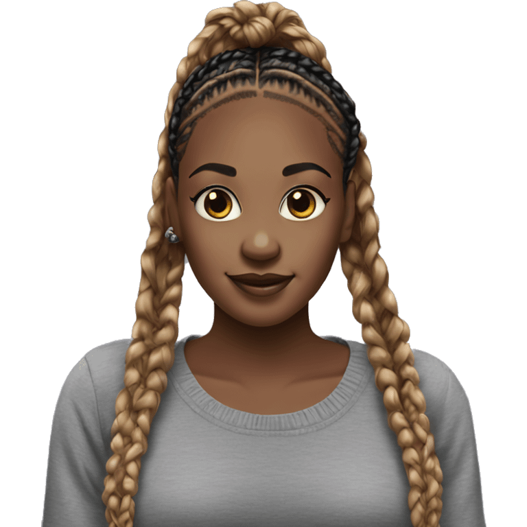 Black Woman with long ombré knotless box braids  emoji