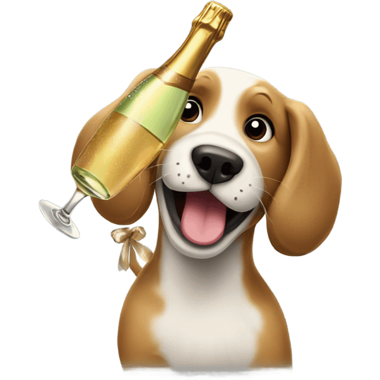 dog with champagn emoji