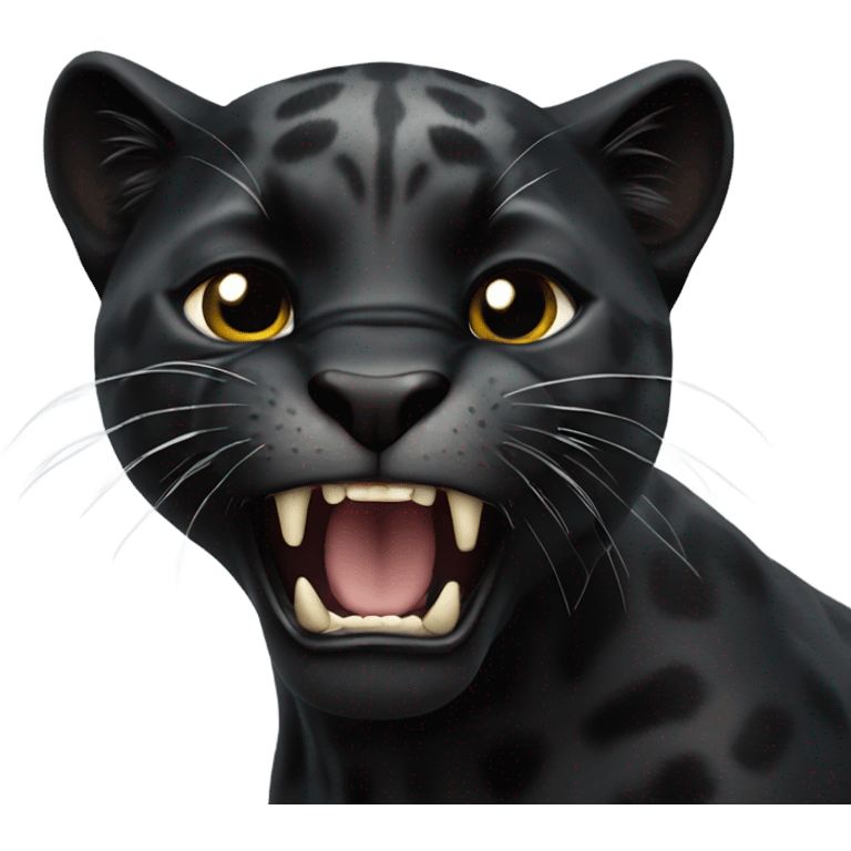 Realistic black panther flashing fangs emoji