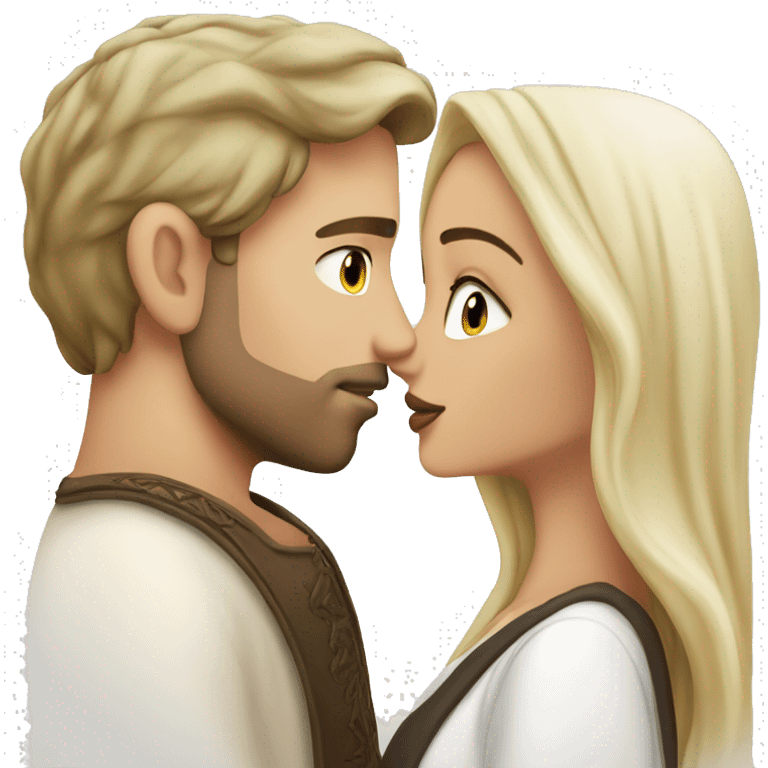 White blonde man kissing arab girl emoji