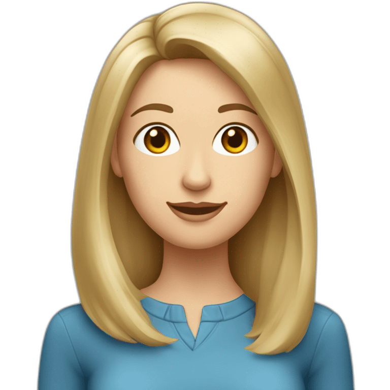 frau weiß dunkelblonde Haare schulterlang und offen gesicht rundlich augenfarbe graublau emoji