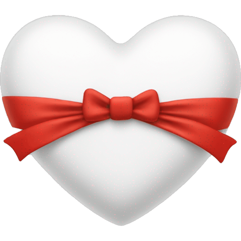 white heart with red bow around it emoji