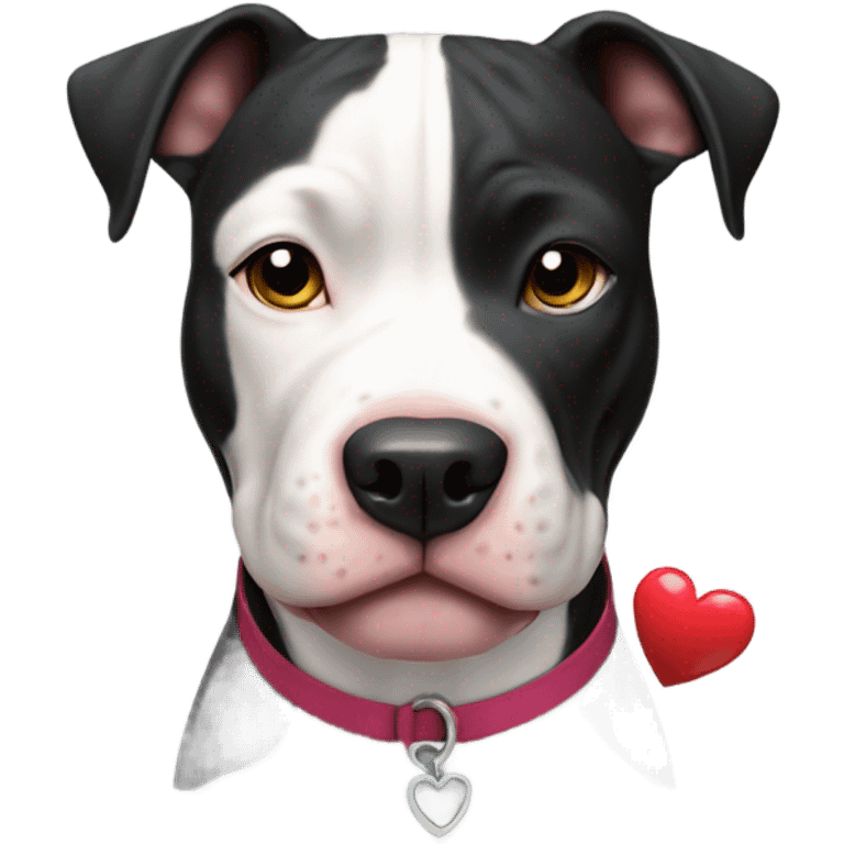 Black and white pitbull with heart on chest emoji