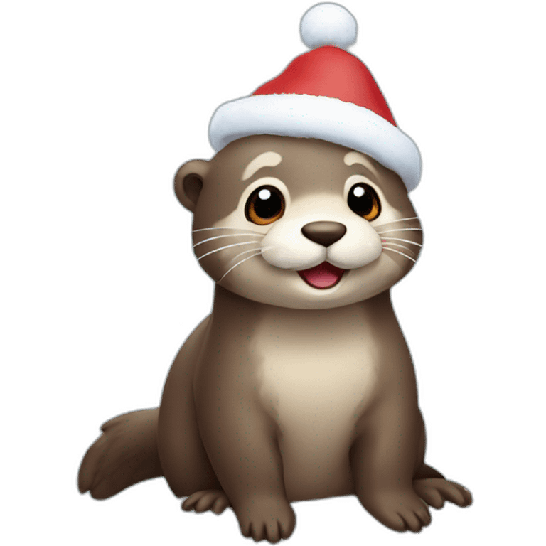 Cute Christmas otter in snow emoji