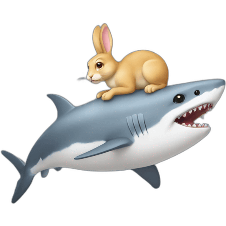 Lapin sur un requin emoji