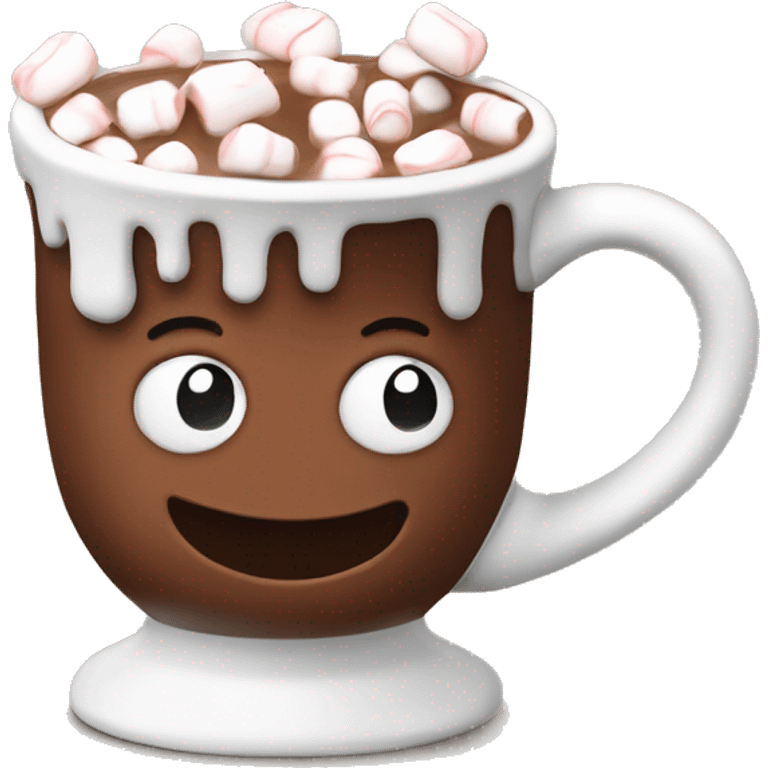 Hot chocolate with marshmallows in a Santa Claus Mug emoji