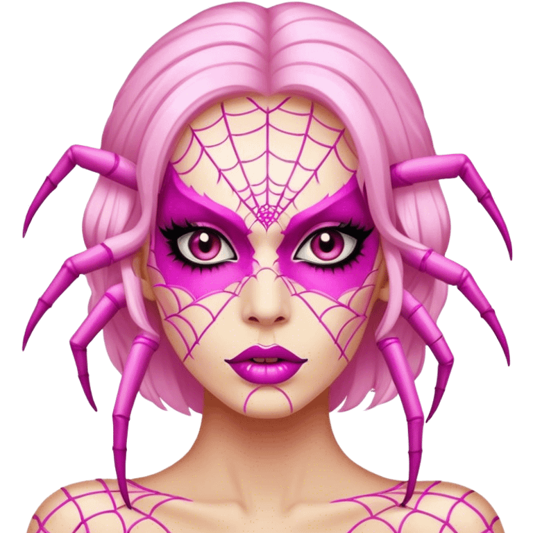 lady monster pink glam spiderweb make up face  emoji