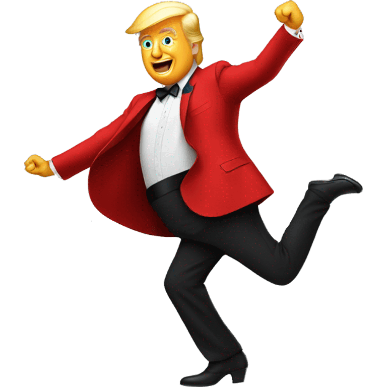 Donald Trump dancing in a red dress emoji