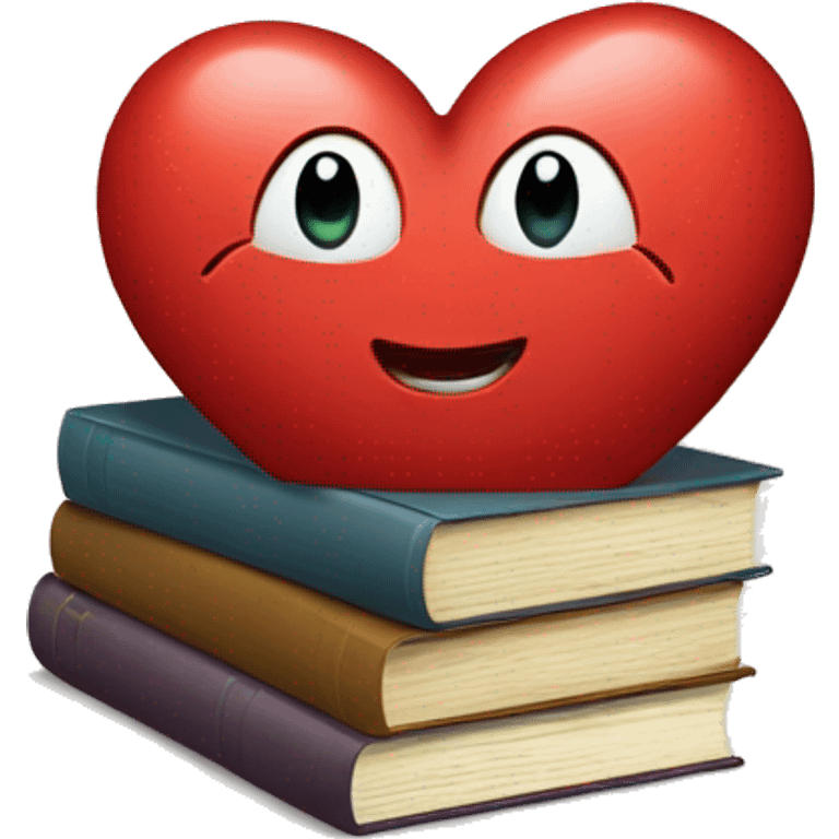 Big heart and stack of books emoji