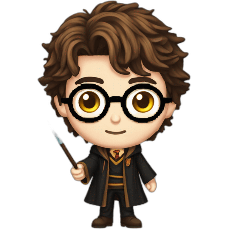 Detailed Pixel Art Harry Potter with wand emoji