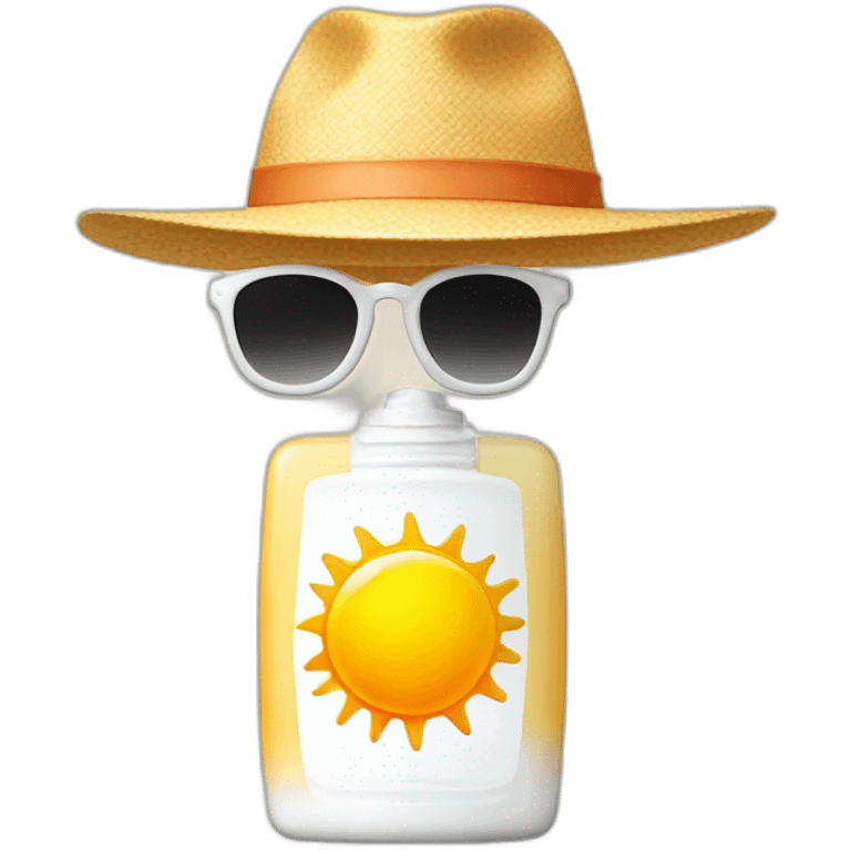 Sunscreen bottle + sun emoji