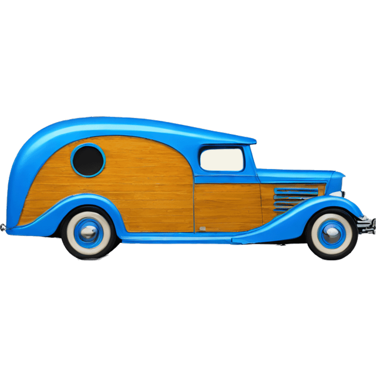 hot rod caravan,1935 with trailer, blue  emoji