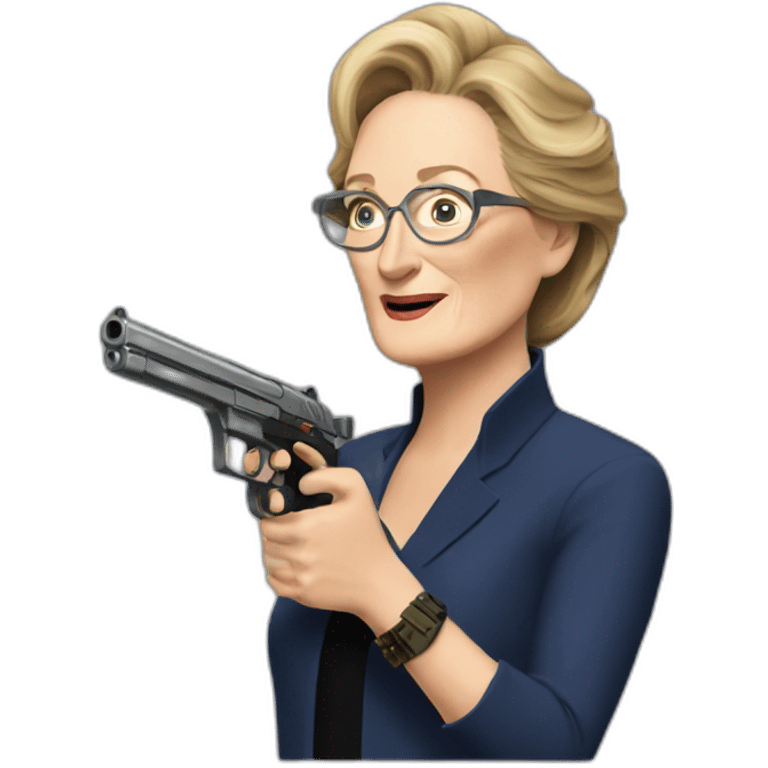 meryl streep with a gun emoji