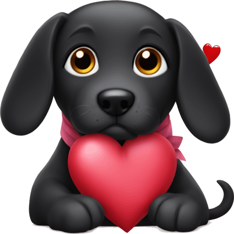 Black dog wrapped in valentine   emoji