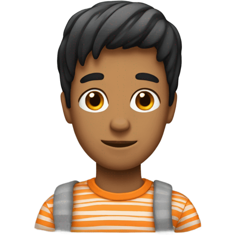 Orange man with stripy shirt with black hair  emoji