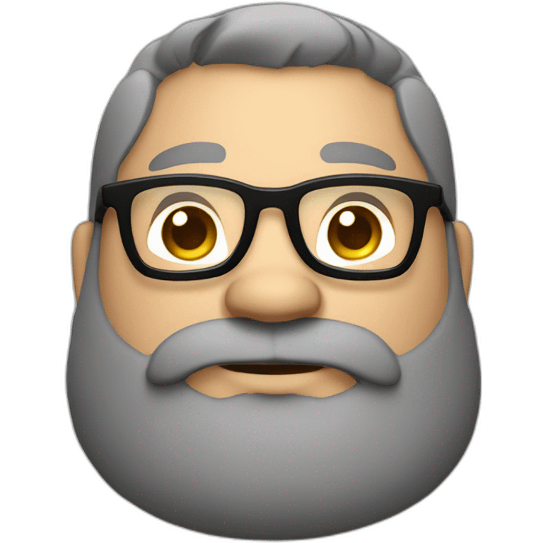 Mid age smiling chubby developer with light brown skin long beards and glasses and a very short black hair emoji