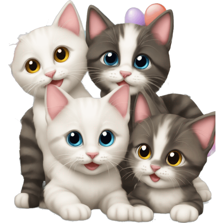 3 kittens at a birthday party emoji