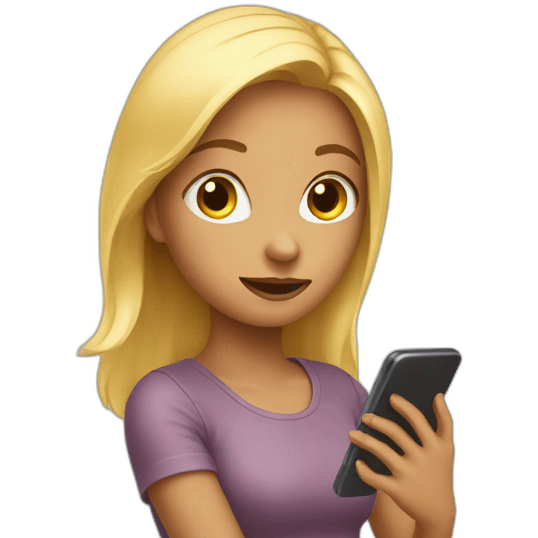 Girl scrolling phone emoji