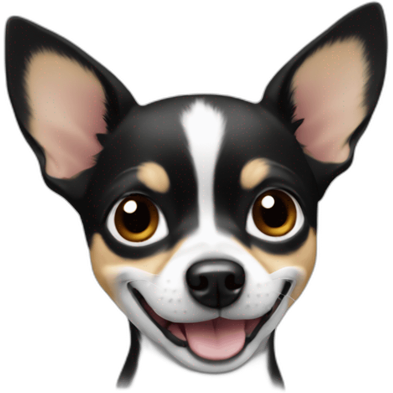 chihuahua black and white smile emoji