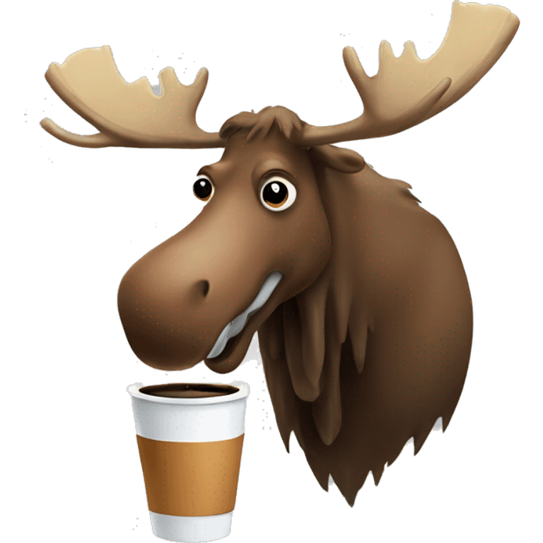 A moose drinkng coffee emoji