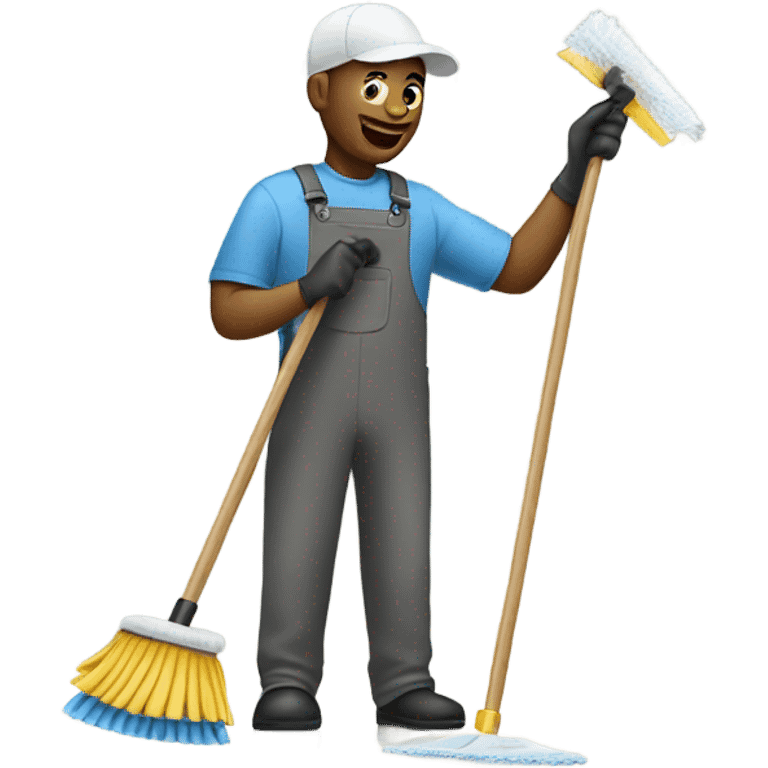 Man house cleaning emoji