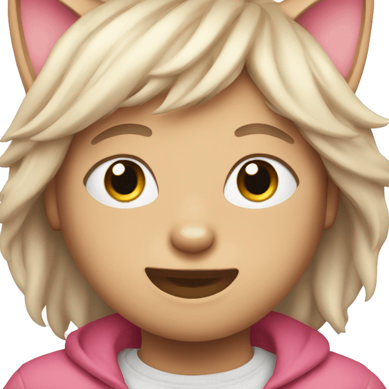 A pink cat with white boy emoji