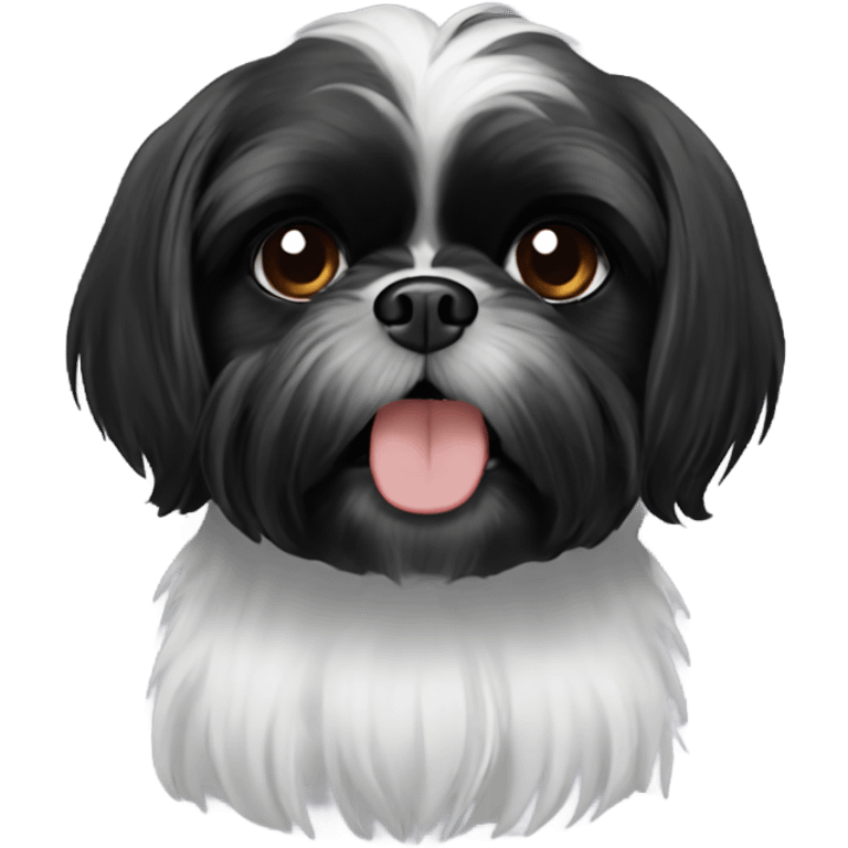 Black Shih Tzu expressing the emoji 😫 emoji