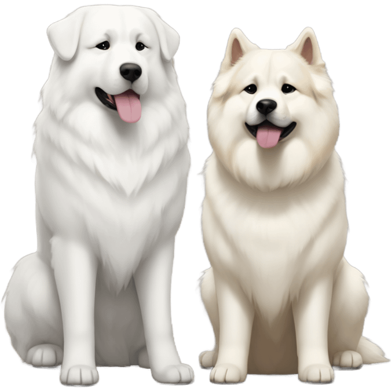 Great Pyrenees and big Akita standing next to each other emoji